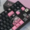 Full layout view of the 130-key Hello Kitty Black Pink keycap set