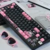 Hello Kitty Black Pink keycaps showcasing various novelty keys