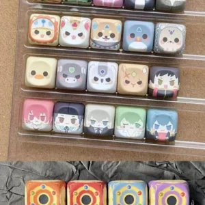 Hitman Reborn Chibi PBT Keycap Set on mechanical keyboard