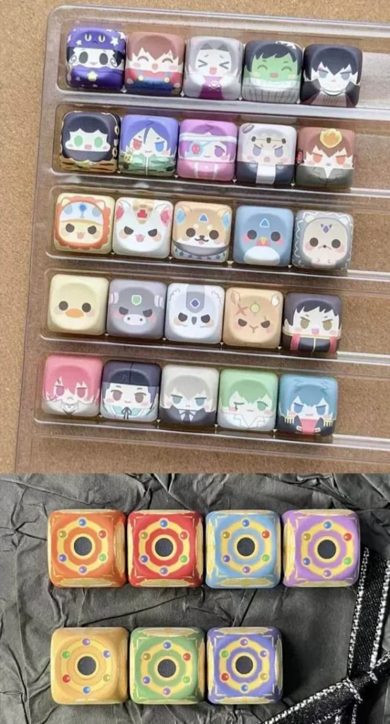 Hitman Reborn Chibi PBT Keycap Set on mechanical keyboard