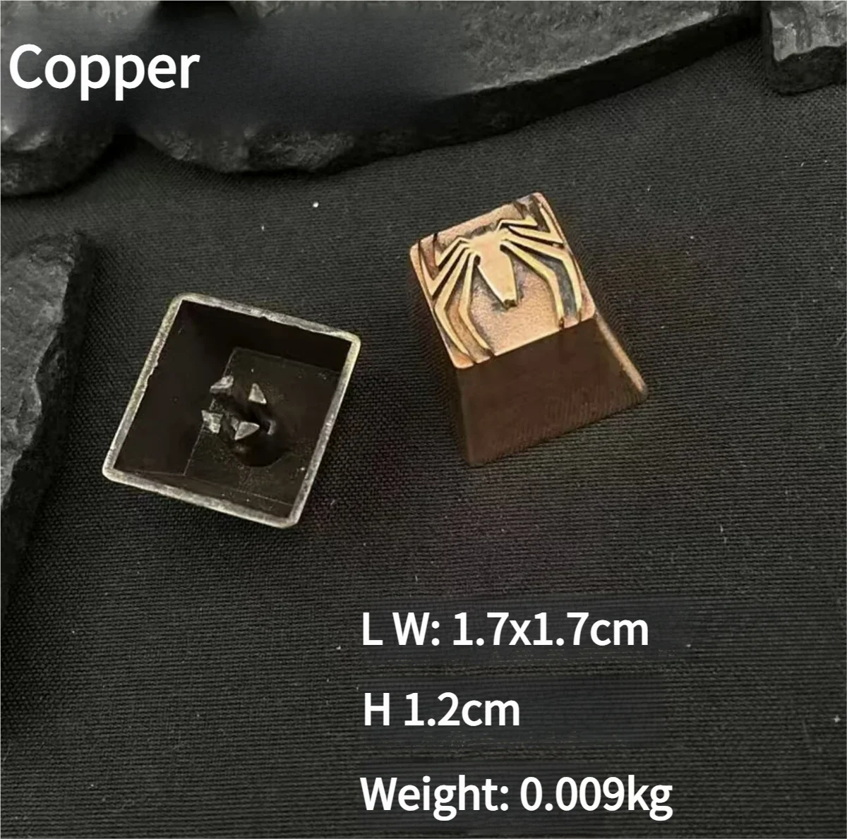 Top-down shot of the Spider-Man fidget keycap highlighting its iconic design