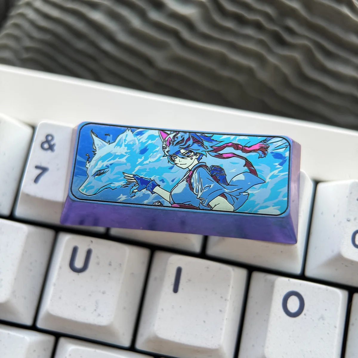Ergonomic view of Kiriko keycaps enhancing a gaming setup