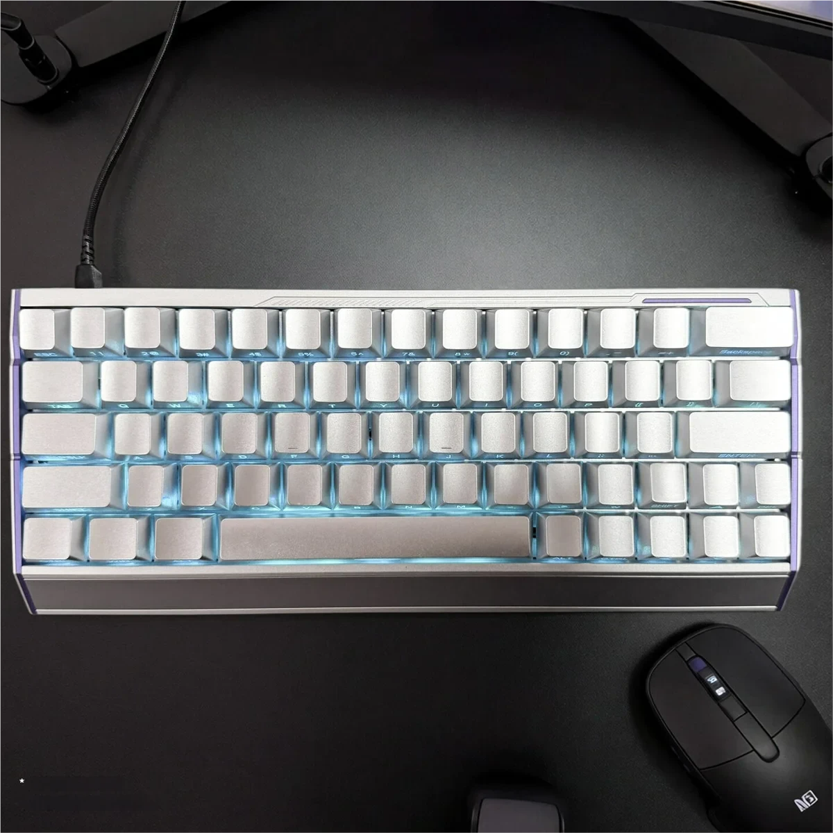 Luminous Silver Keycap Set On Keyboard product image