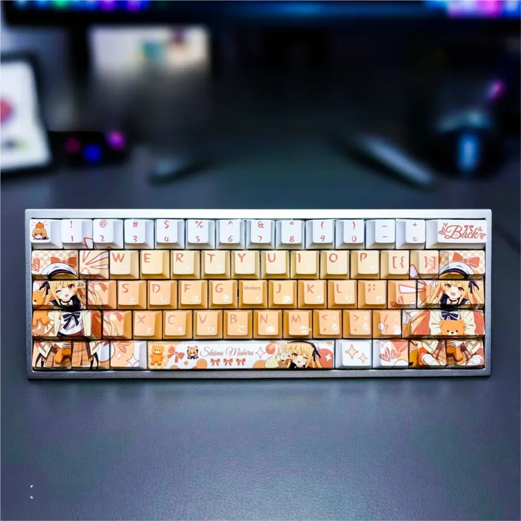 Mahiru Shiina PBT Keycap Set full layout on white background, showcasing anime design