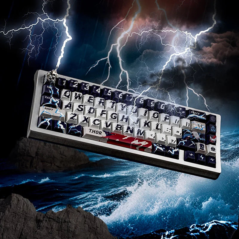 MARVEL Thor PBT Keycap Set on mechanical keyboard