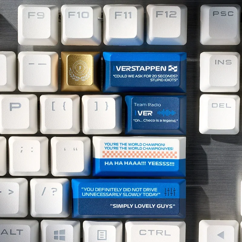 Max Verstappen F1 Champion PBT keycaps on mechanical keyboard