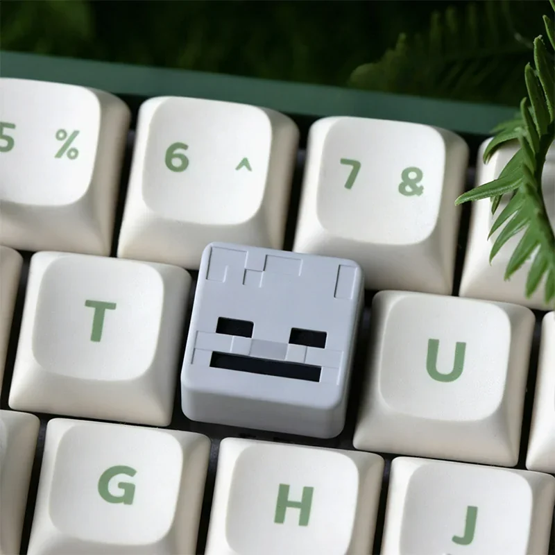 Angle view of Minecraft Mob Artisan Keycaps Handcrafted resin showing color layering and layout presence