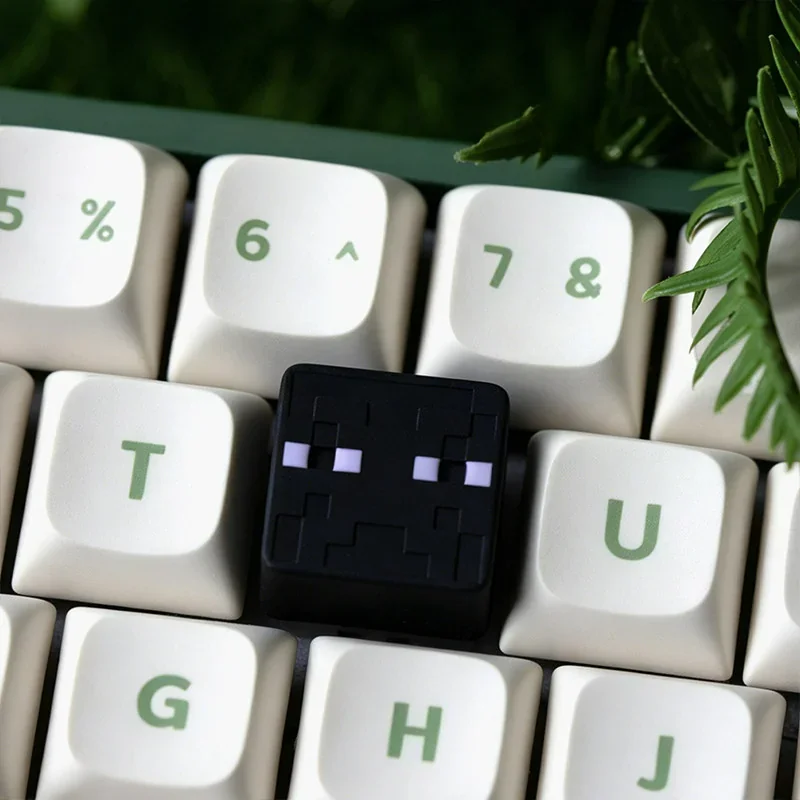 Side profile of Minecraft Mob Artisan Keycaps Handcrafted resin showing artisan keycap shape and fit
