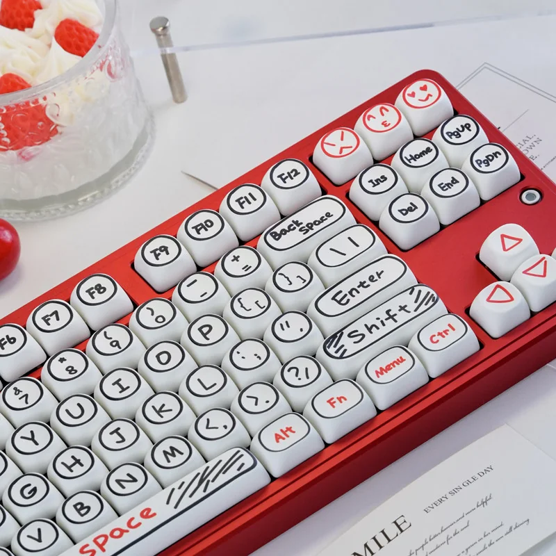 Ergonomic view of MOA profile keycaps showcasing uniform spherical tops