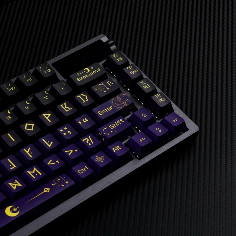 Close-up of Night Sky keycap glowing