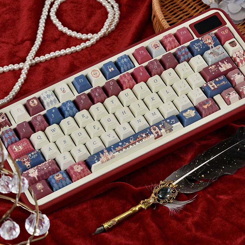 Detailed shot of Nutcracker ballet character legends on PBT keycaps