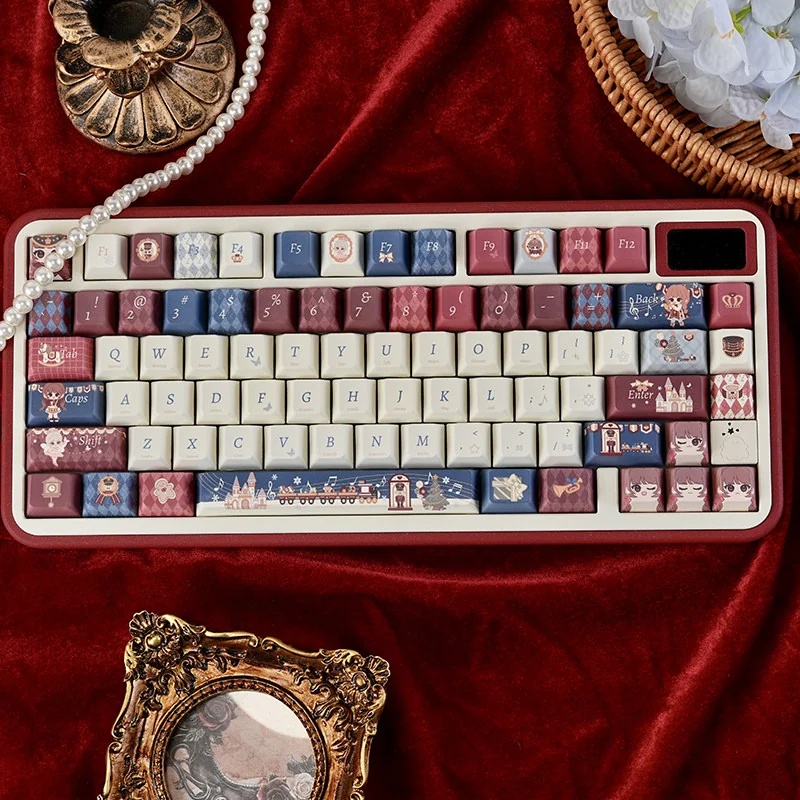 Nutcracker PBT Dye-Sub Cherry Profile Keycap Set with festive ballet characters