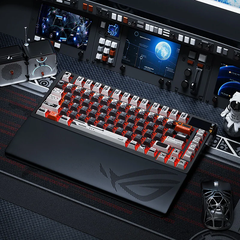 Observer PBT Translucent Keycap Set installed on a mechanical keyboard with vibrant RGB lighting, showcasing the unique three-sided light emission.