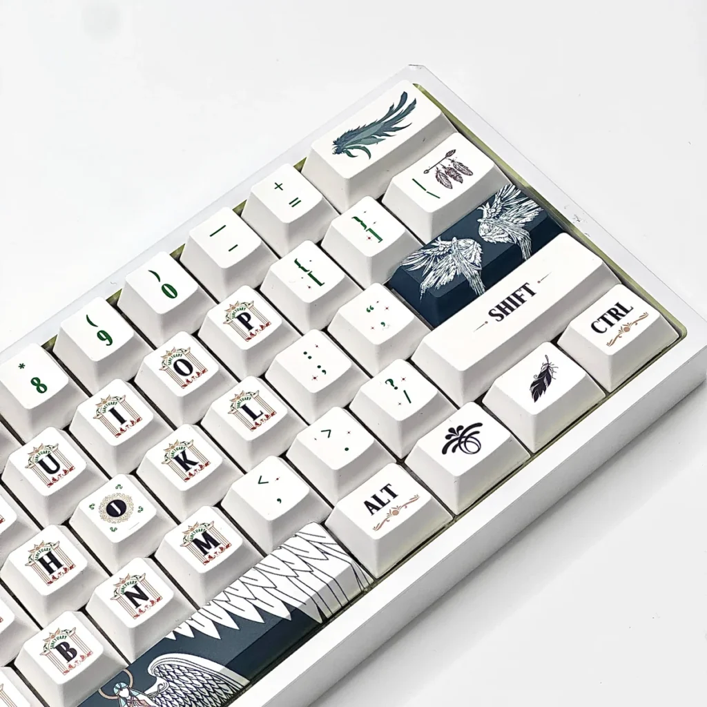 Ergonomic OEM profile of Divine Realm keycaps on a gaming keyboard.