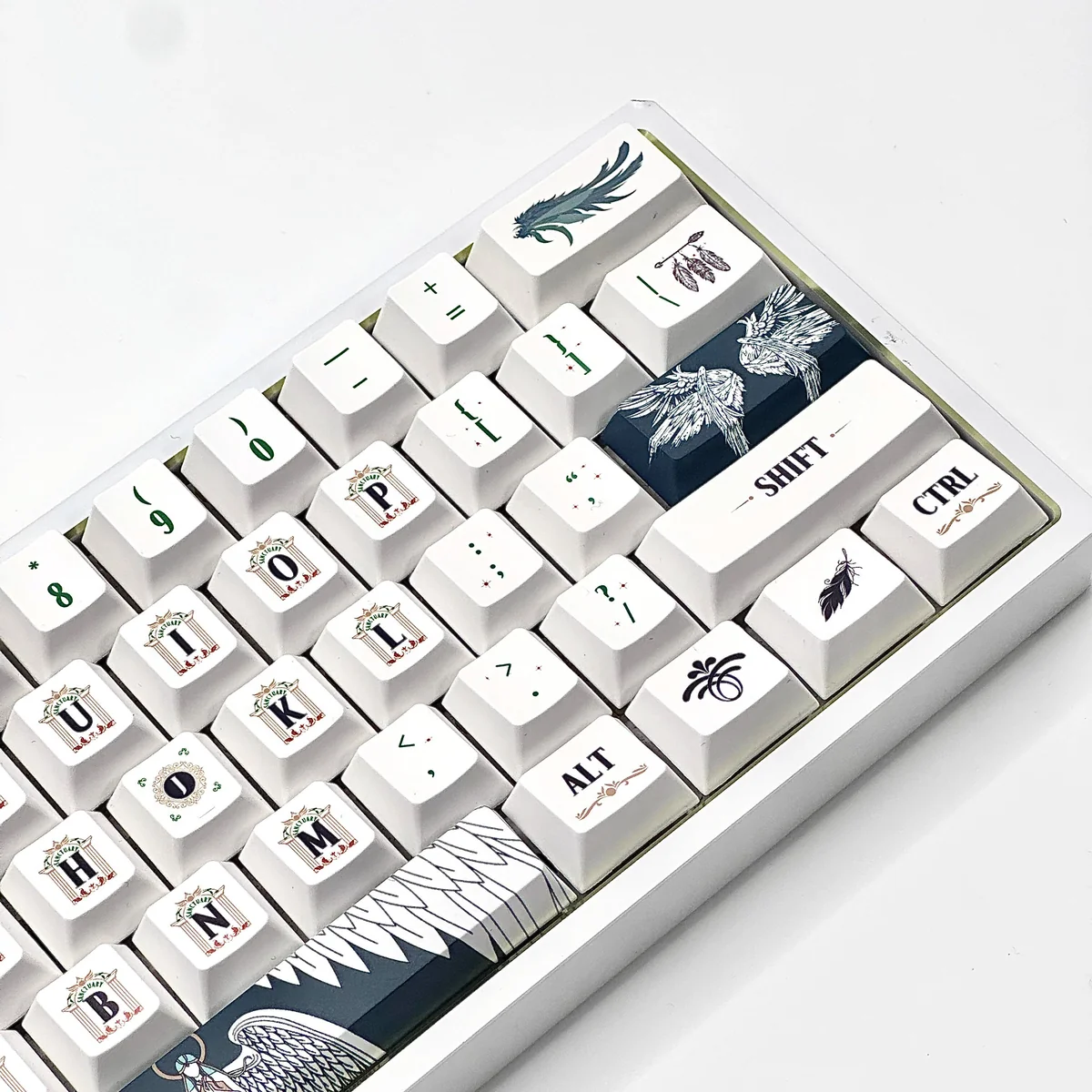 Ergonomic OEM profile of Divine Realm keycaps on a gaming keyboard.