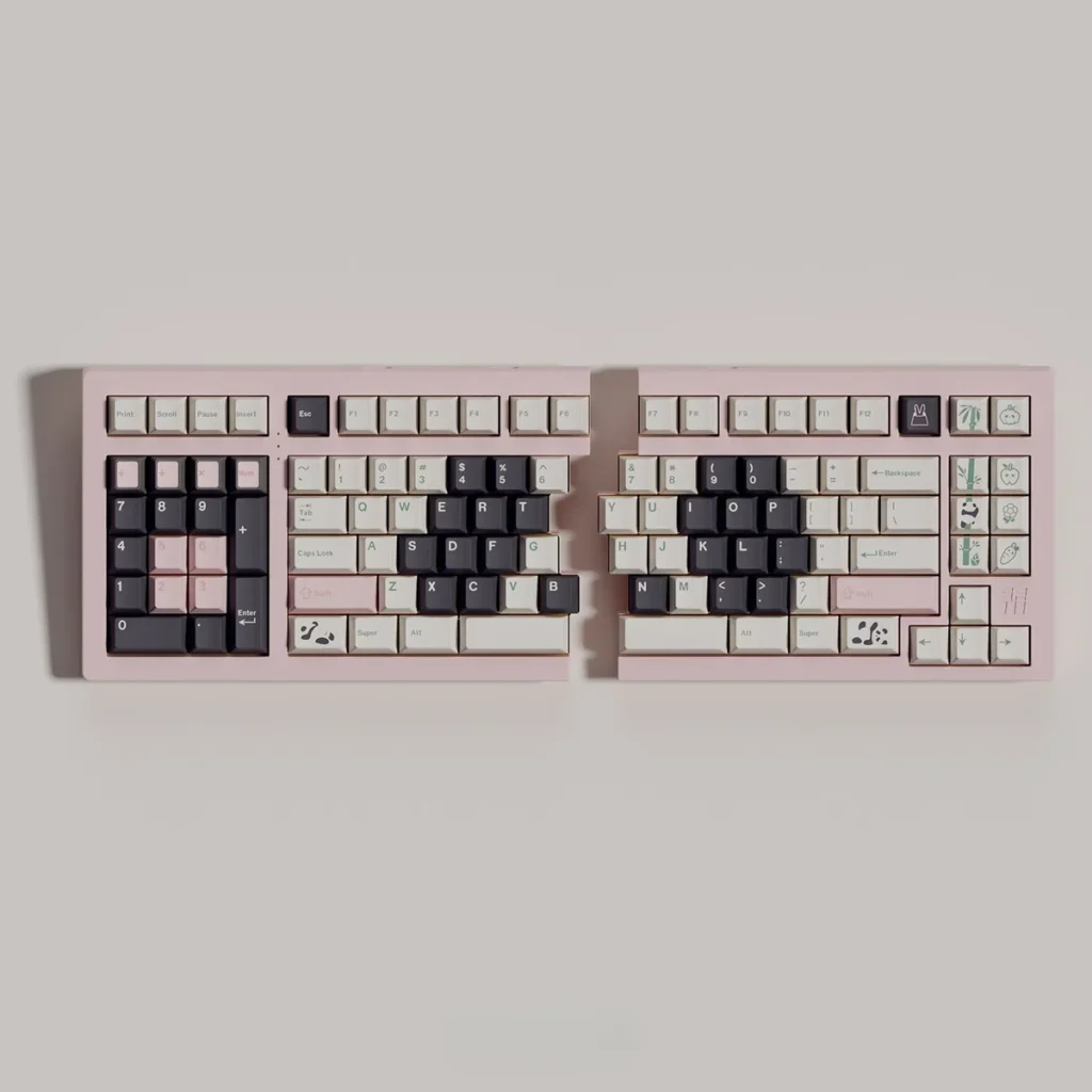 Panda PBT Dye-Sub Keycap Set on a mechanical keyboard with block design
