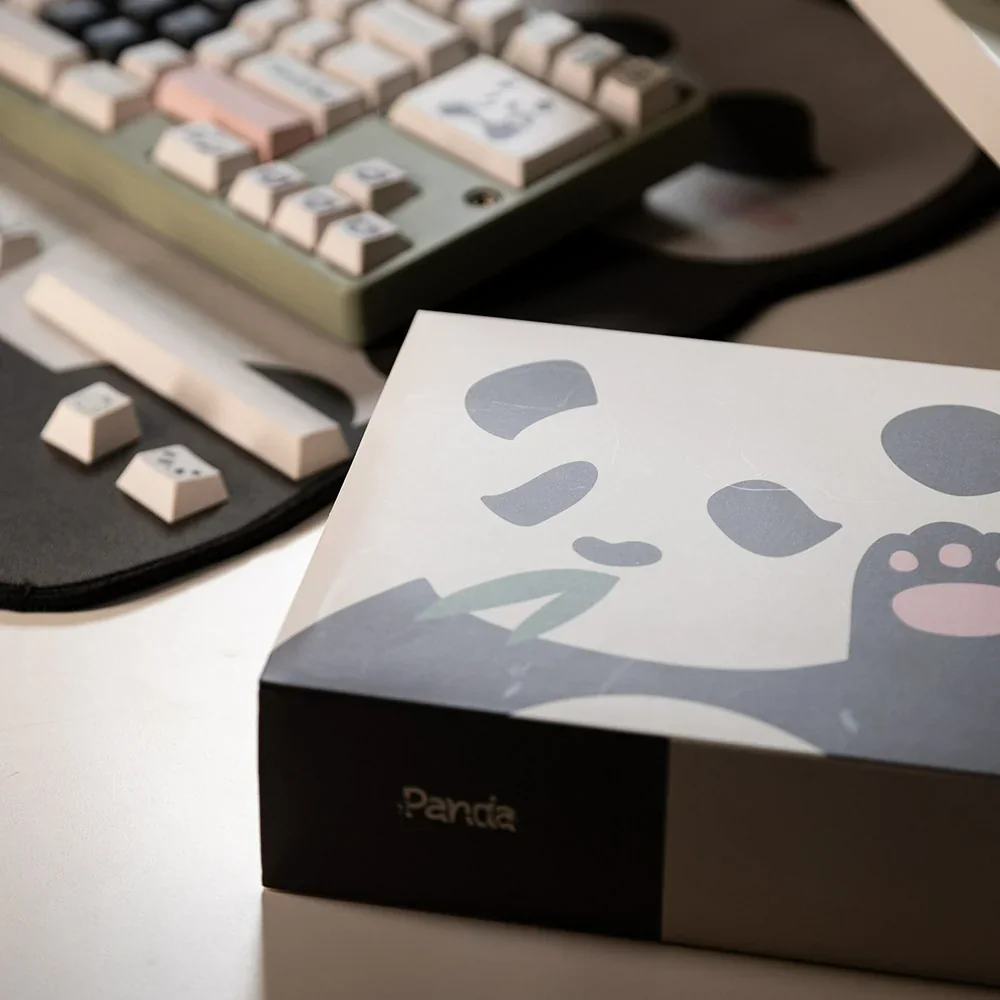 Full layout view of the Panda PBT keycap set installed on a keyboard