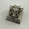 Angle view of Pharaoh Punk Skull Keycaps Handcrafted copper showing color layering and layout presence