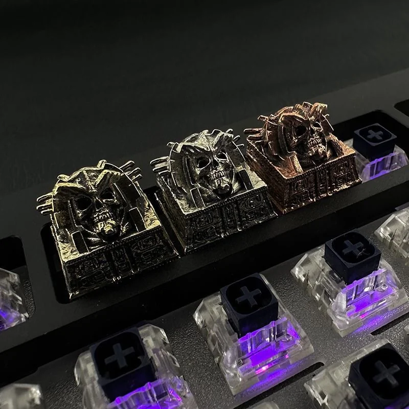 Pharaoh Punk Skull Keycaps Handcrafted Copper hero image featuring Pharaoh Punk Skull