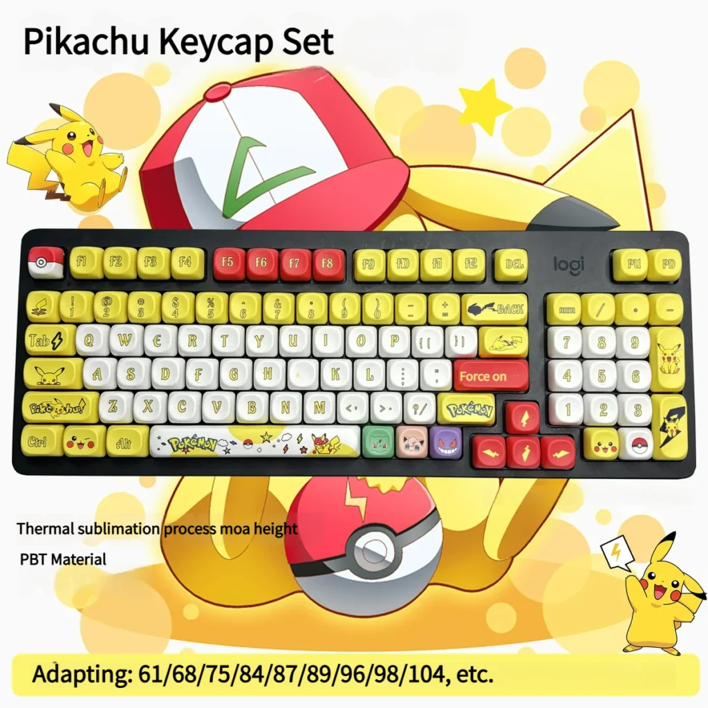 Pikachu Keycap Set MOA profile on mechanical keyboard