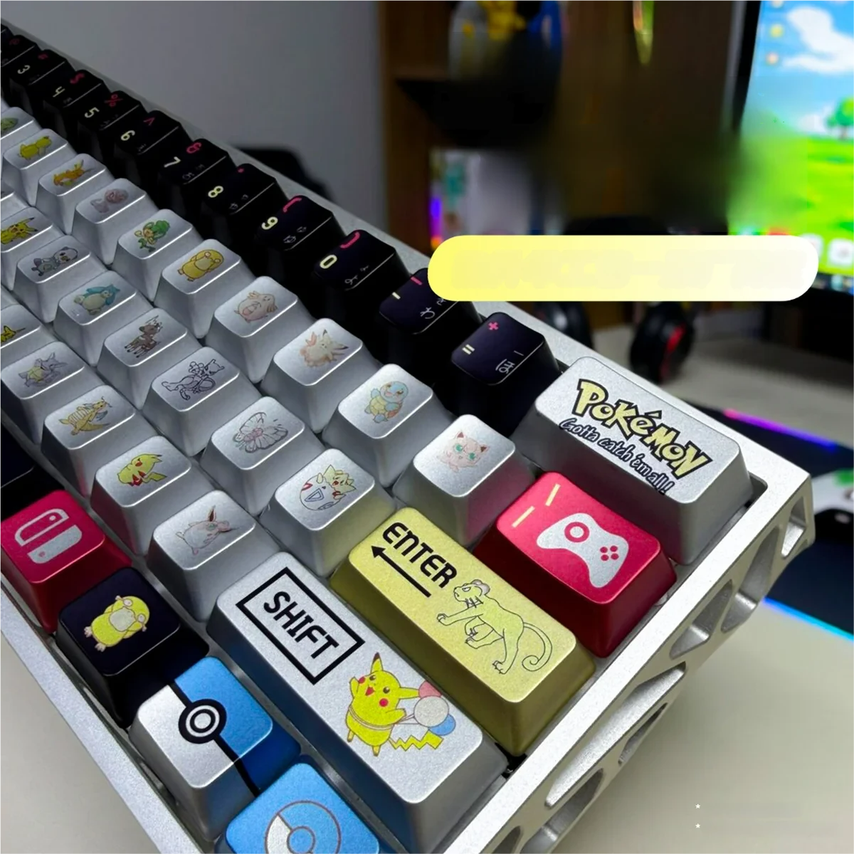Packaging box of the Pokemon PBT Metallic Keycap Set, highlighting premium presentation.