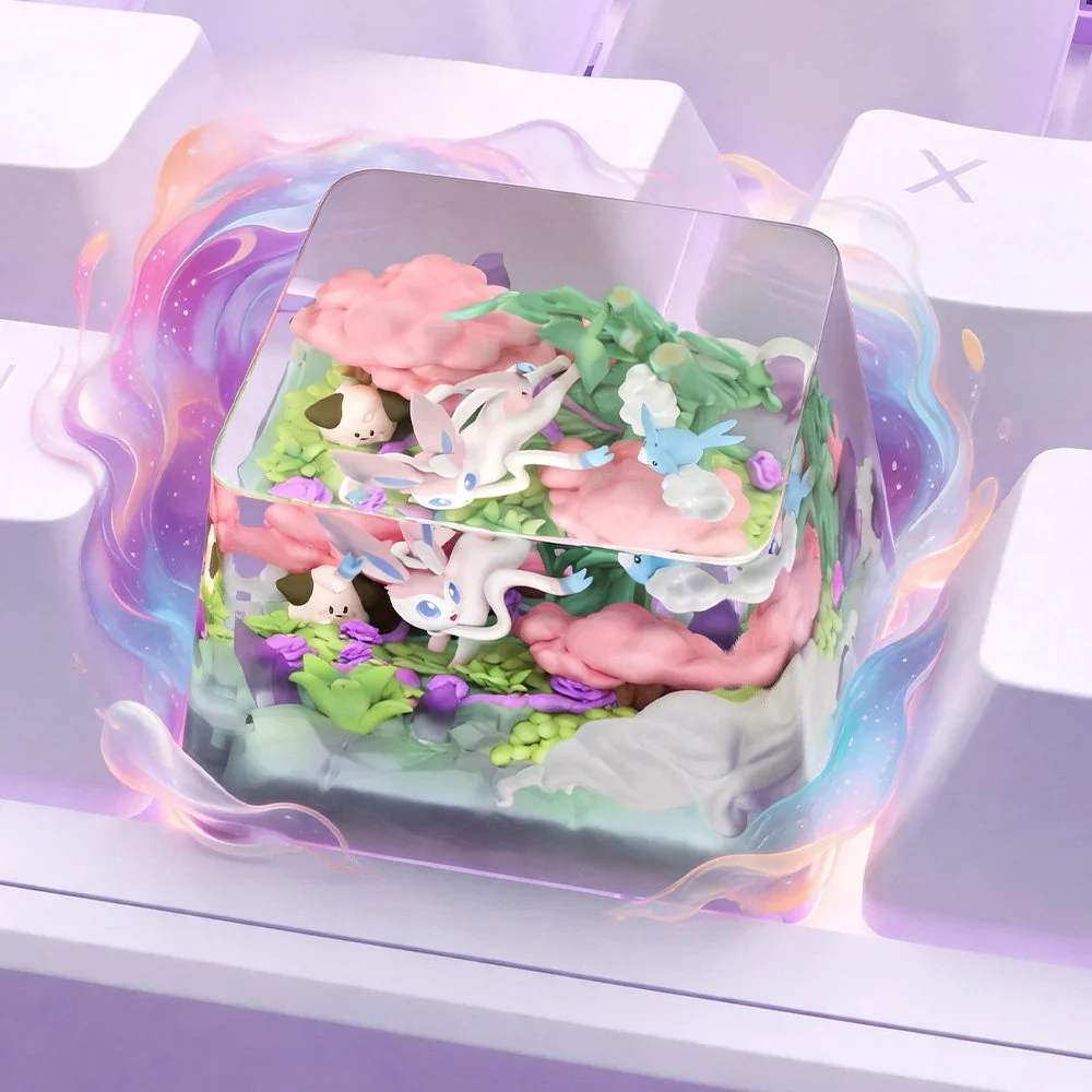 Side profile of Pokemon Sylveon & Friends Exquisite Handcrafted showing keyboard shape and fit