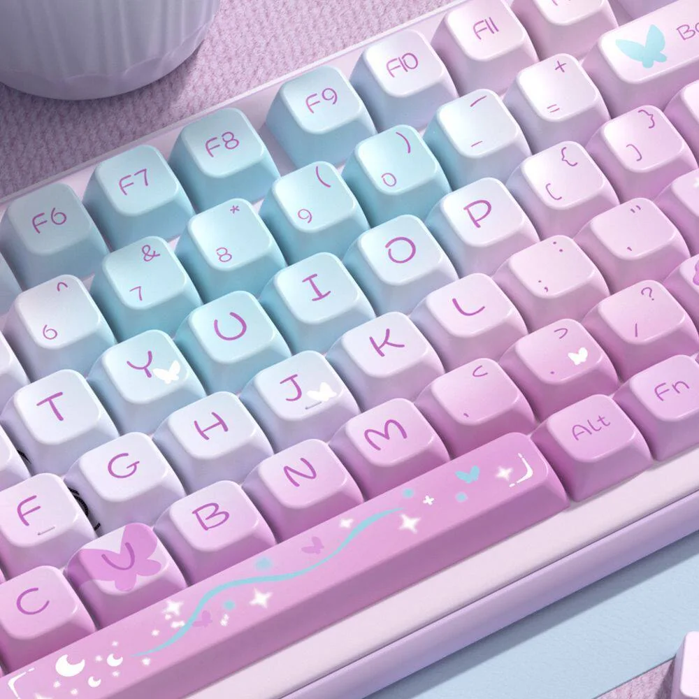 Full layout view of the 158-key Purple Butterfly set, demonstrating layout compatibility