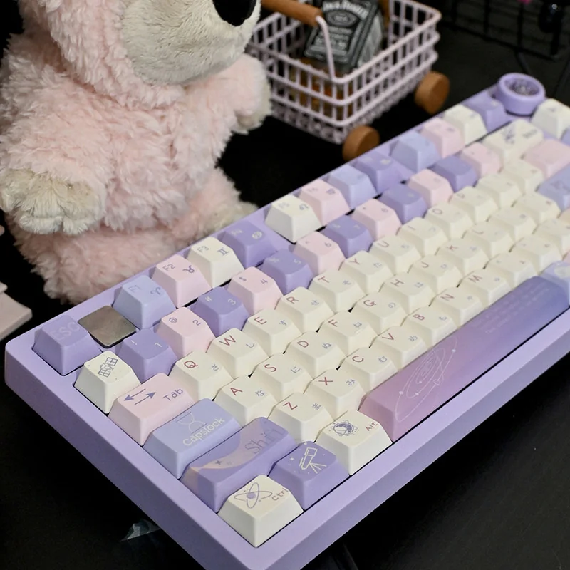 Purple Nebula Theme Keycaps for gaming setup