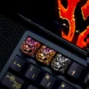 Qilin Copper Keycap on keyboard close-up