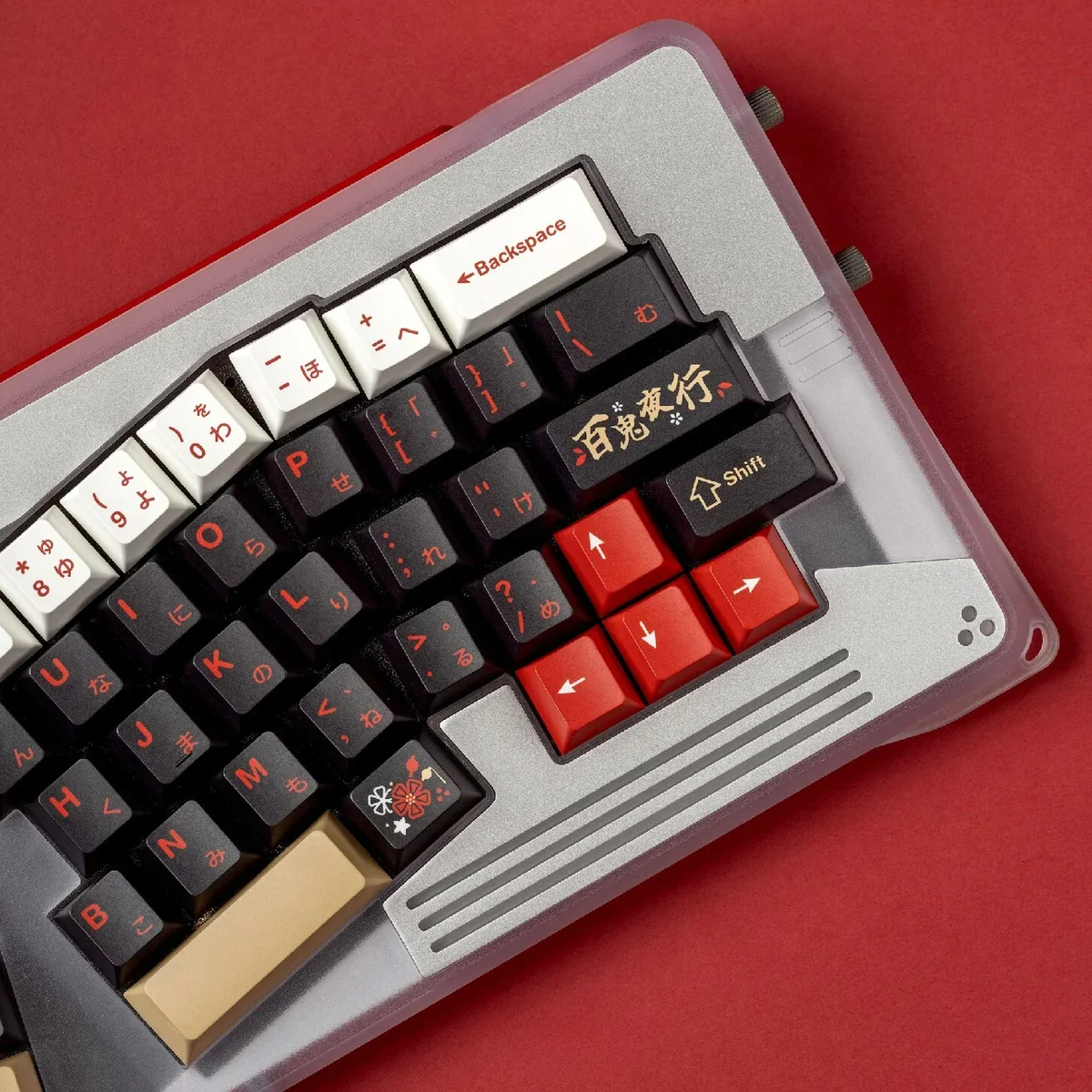 Close-up of Red Fox Cherry Keycap Premium PBT striking Red highlighting details and finish