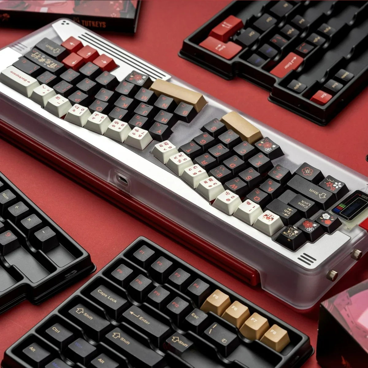 Side profile of Red Fox Cherry Keycap Premium PBT striking Red showing keycap set shape and fit