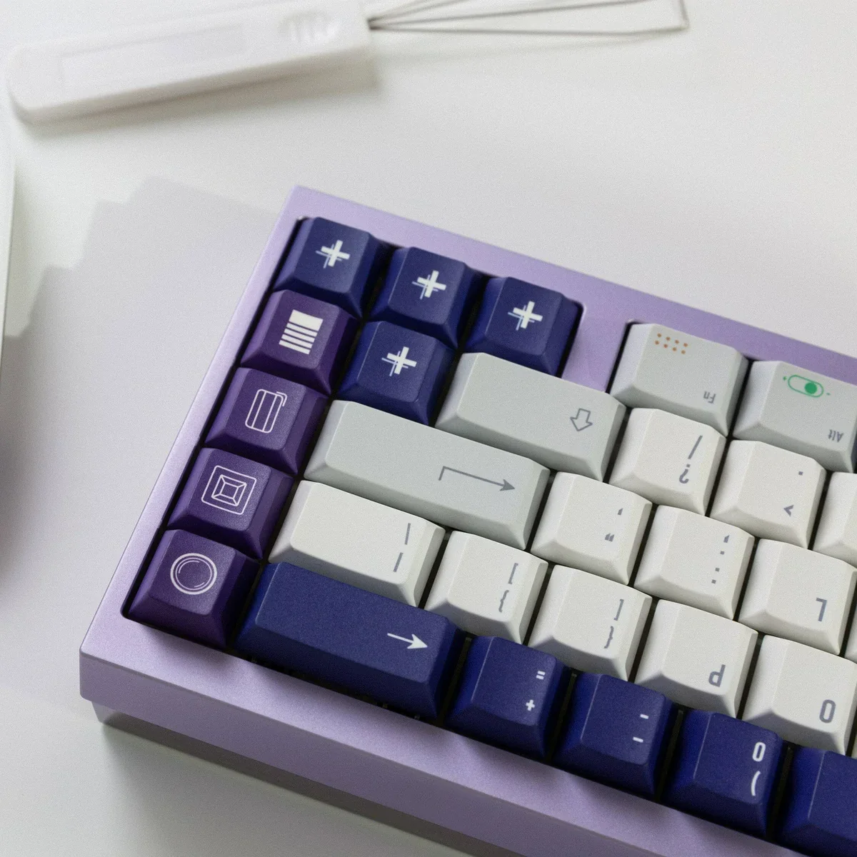 Close-up of Retro Camera keycaps showing dye-sub legends