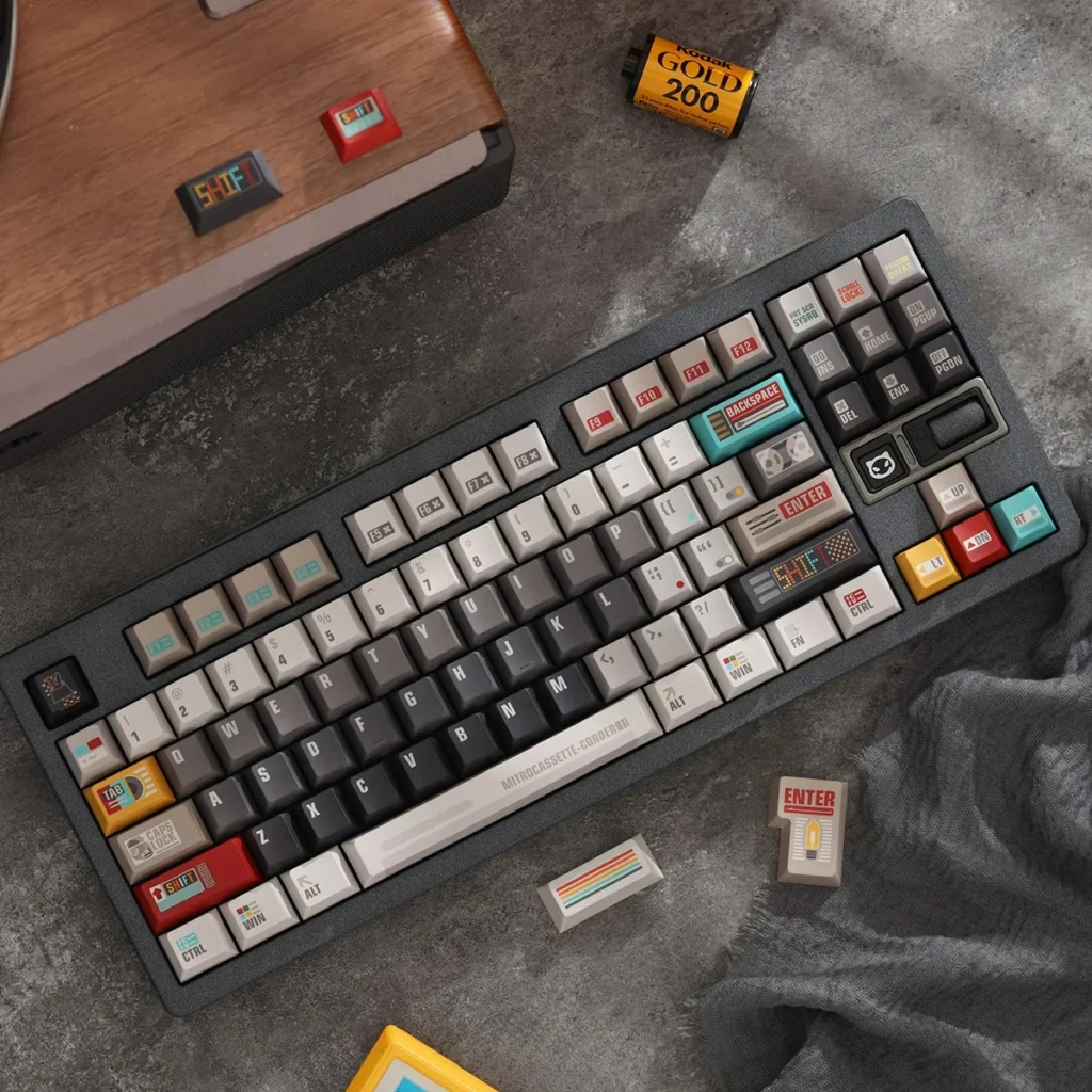 Full layout of Retro Synthesizer keycap set for various keyboards