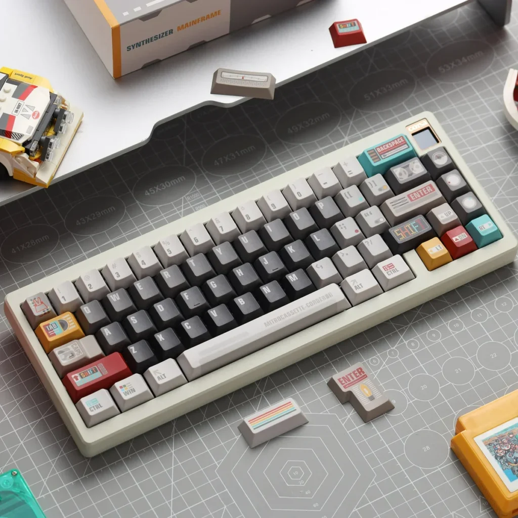 Retro Synthesizer PBT Cherry Keycap Set on mechanical keyboard