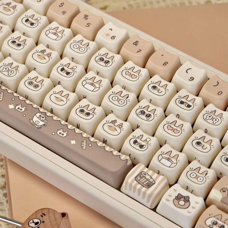 Diagram illustrating the layout compatibility of the Siamese Cat Azukisan Keycap Set with various keyboard sizes.