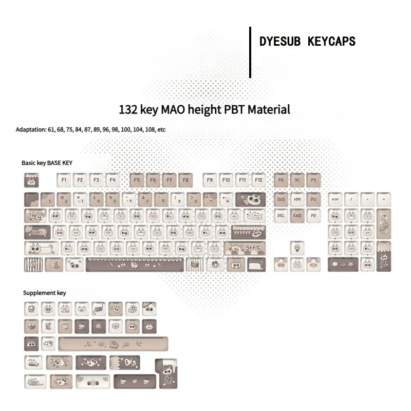Side profile view of the Cherry profile Siamese Cat Azukisan keycaps, demonstrating ergonomic shape.