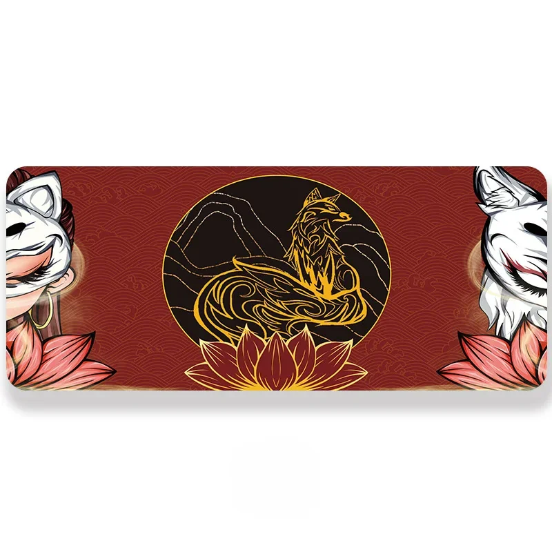 Close-up of Spirit Fox Desk Mat showing intricate details