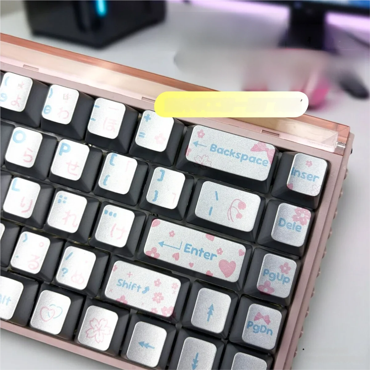 Ergonomic Cherry profile of Spring Scenery keycaps, demonstrating comfortable typing angle.