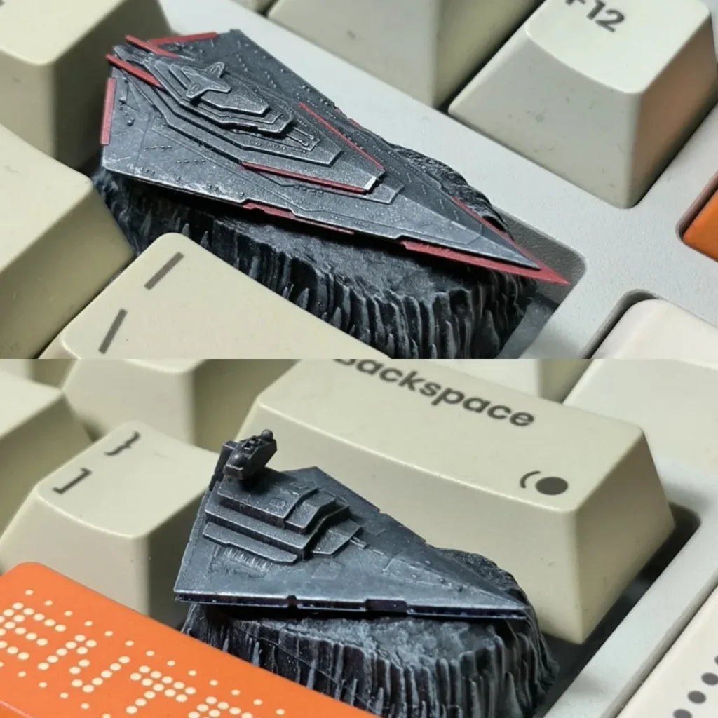 Star Wars Star Destroyer resin keycap on mechanical keyboard
