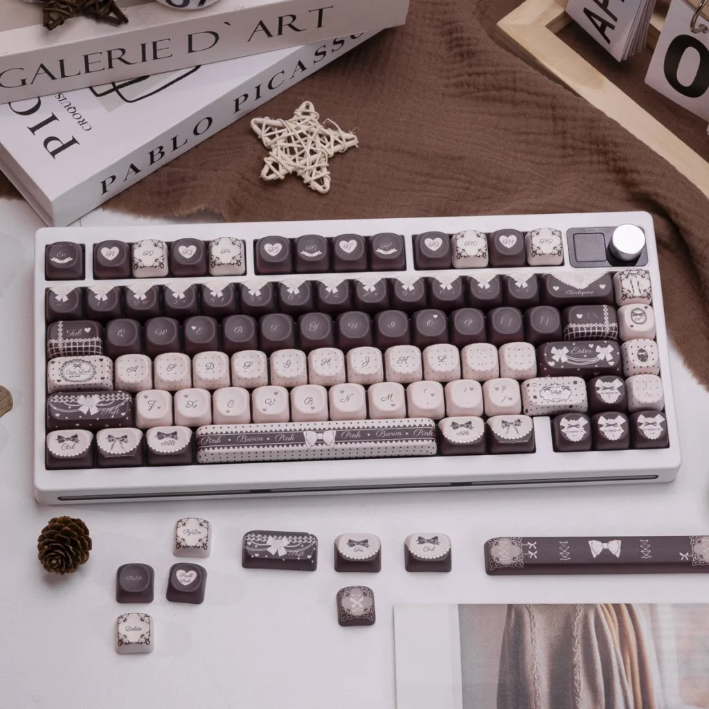 Sweet Cocoa Lolita MOA Keycap Set on mechanical keyboard