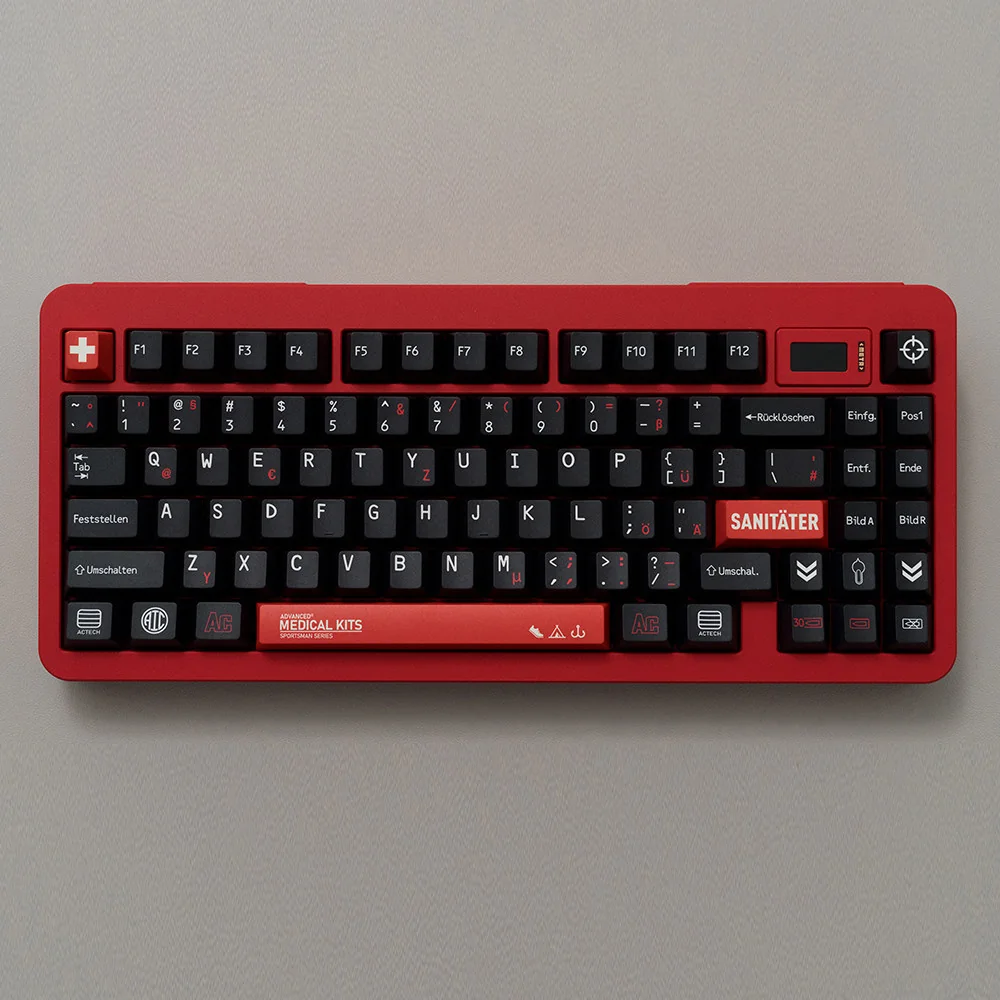 Tactical PBT Keycap Set on a mechanical keyboard, showcasing military-inspired design.