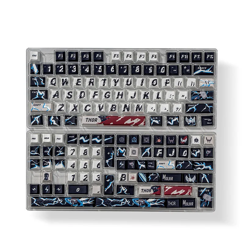 Ergonomic Cherry profile of Thor themed keycaps
