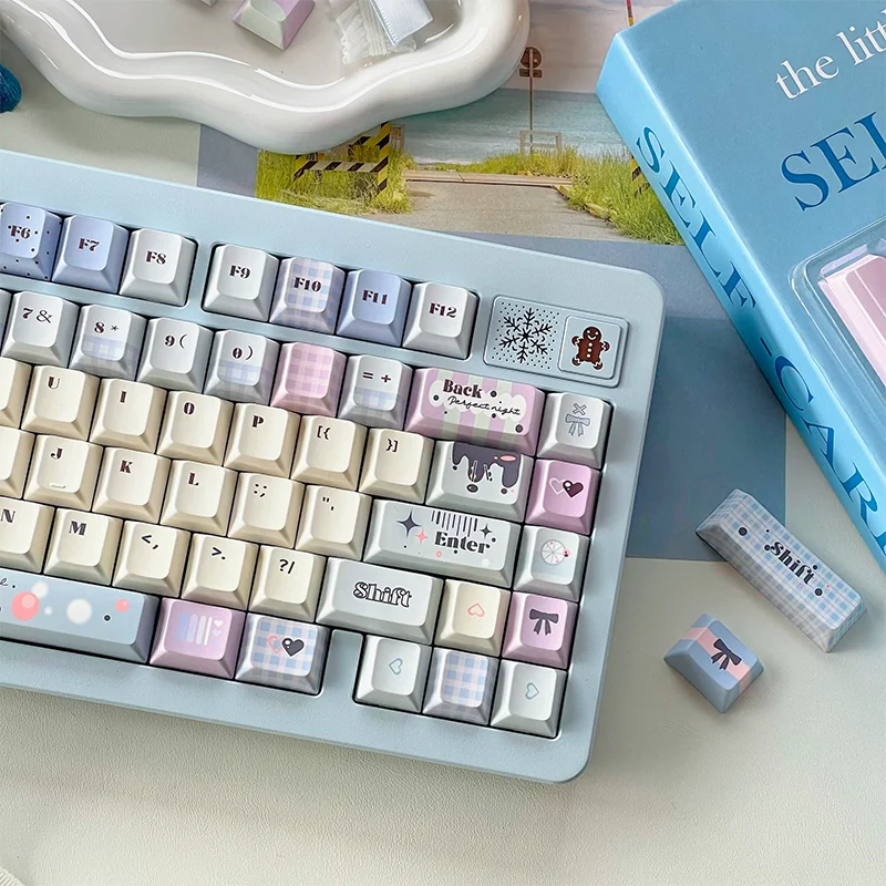 Individual Tipsy Bubbles keycap texture and PBT material detail