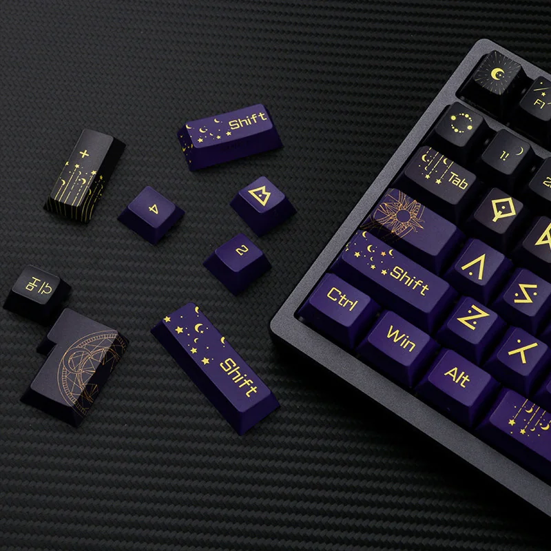 Translucent PBT keycaps with side-engraved legends