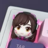 Vibrant pink D.VA keycap installed on a keyboard
