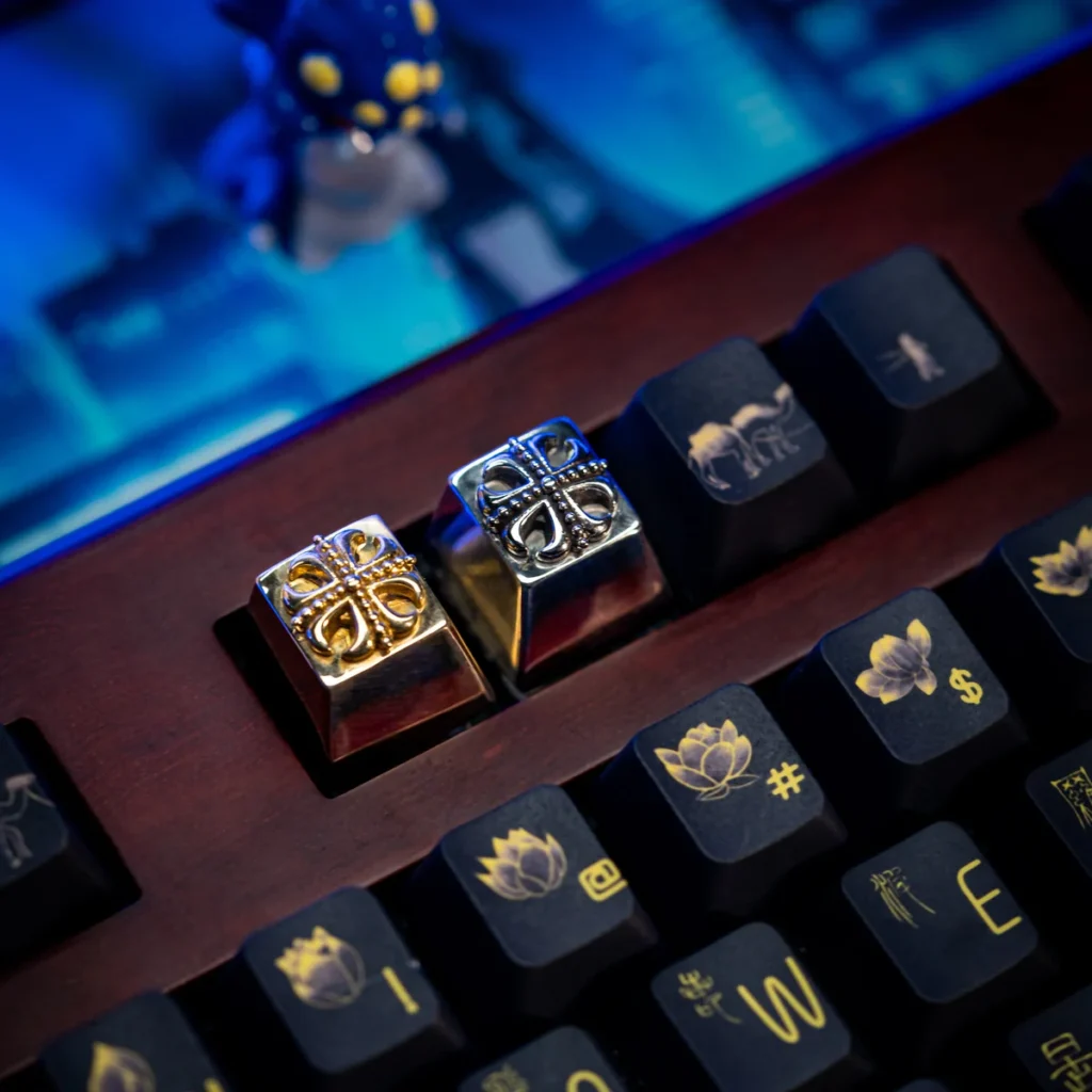 Yu-Gi-Oh! Cross Pure Brass Keycap on mechanical keyboard