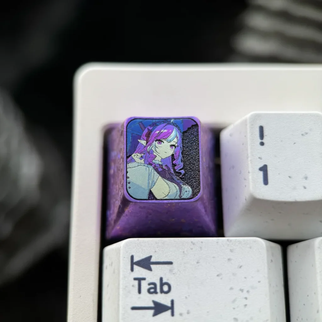 Vivian Banshee Zenless Zone Zero titanium keycap on mechanical keyboard