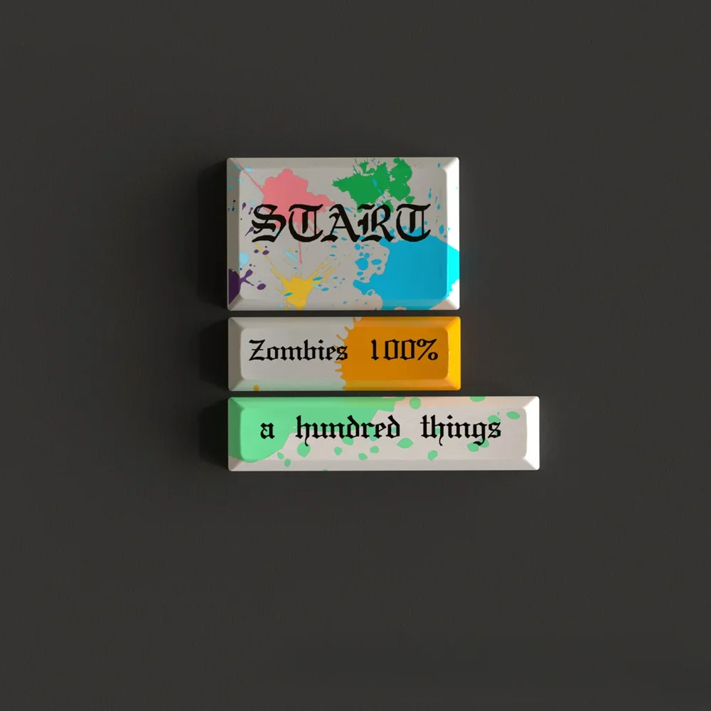 Side profile of Zom 100 Graffiti Cherry Exclusive Zom 100 showing keycap set shape and fit