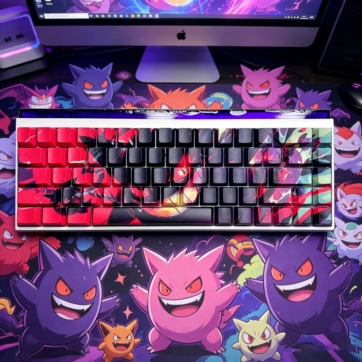 Full layout of 73-key Gengar Crimson Keycap Set showing all keycaps