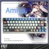 Arknights Amiya Keycap Set on a backlit mechanical keyboard, showcasing vibrant cosmic design